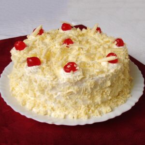 Tempting white forest cake