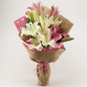 Bouquet of pink & white oriental lilly